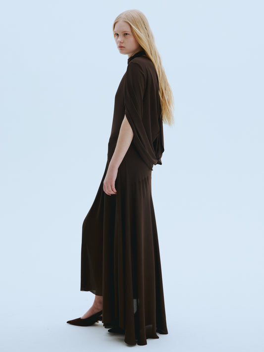 Cape-Sleeve Maxi Dress