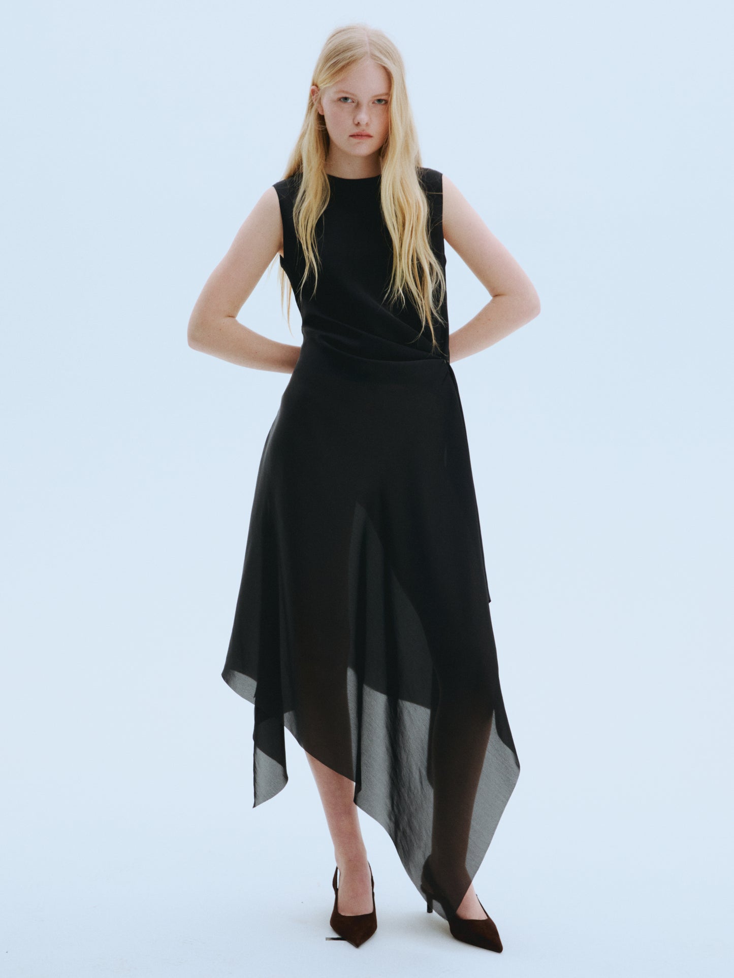 Oblique Satin Drape Dress