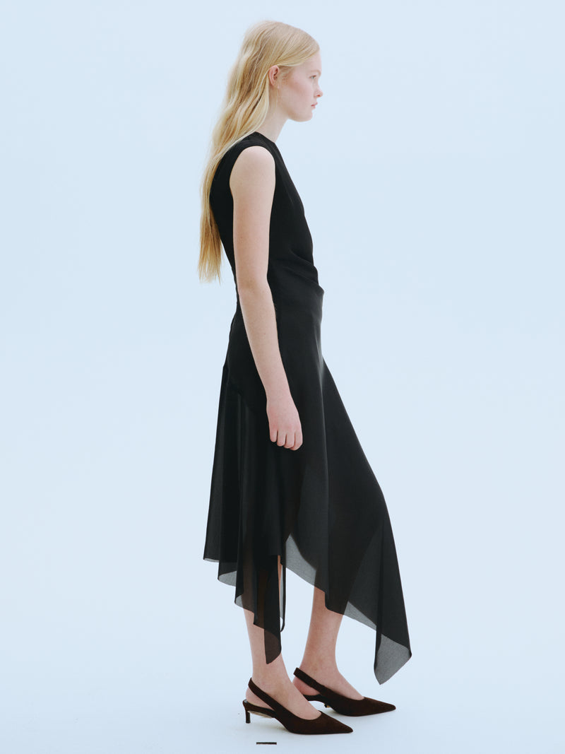 Oblique Satin Drape Dress