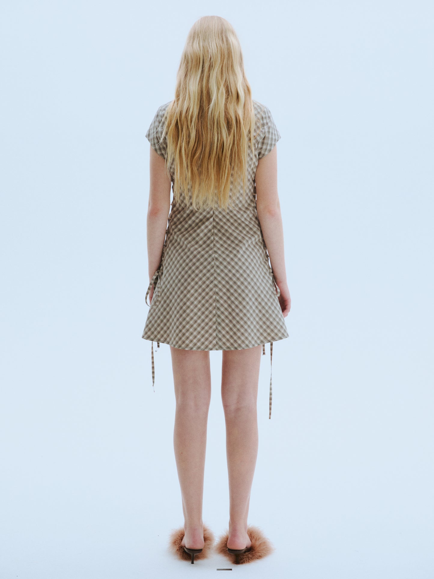 Laced Gingham Mini Dress