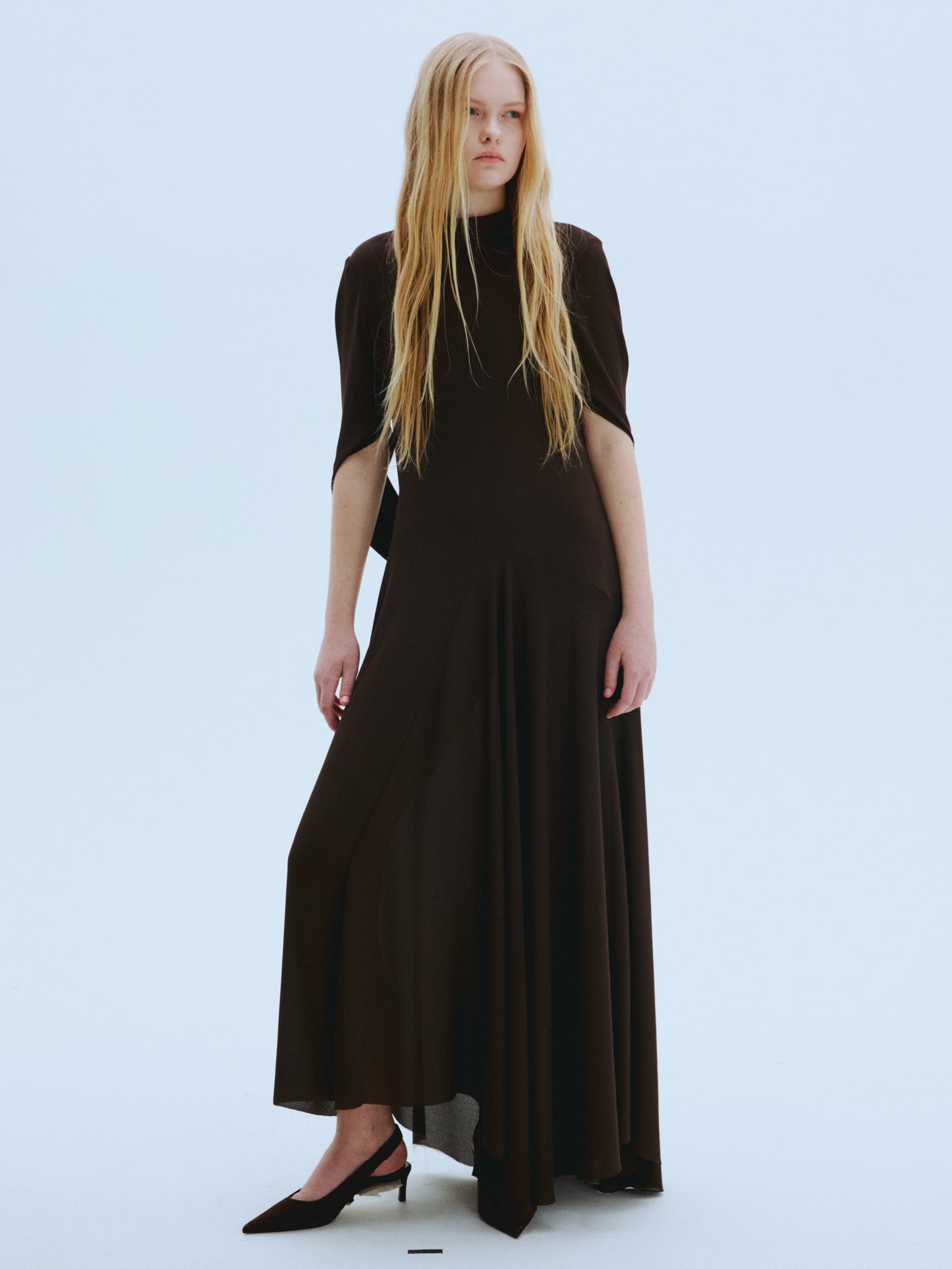 Cape-Sleeve Maxi Dress