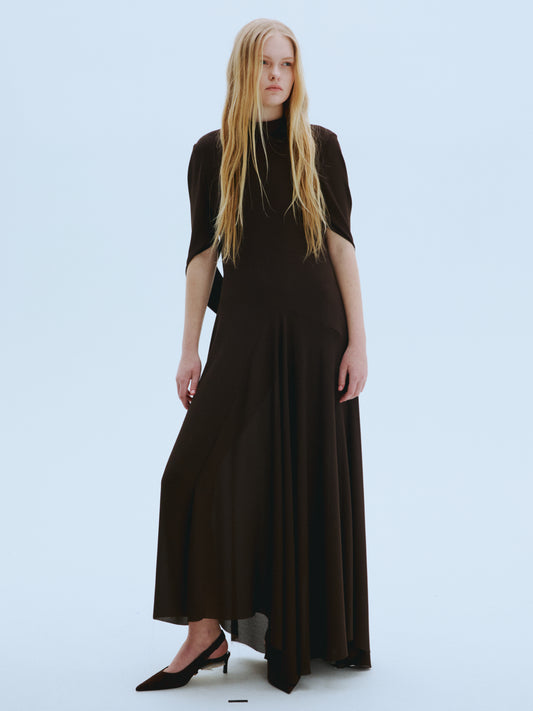 Cape-Sleeve Maxi Dress