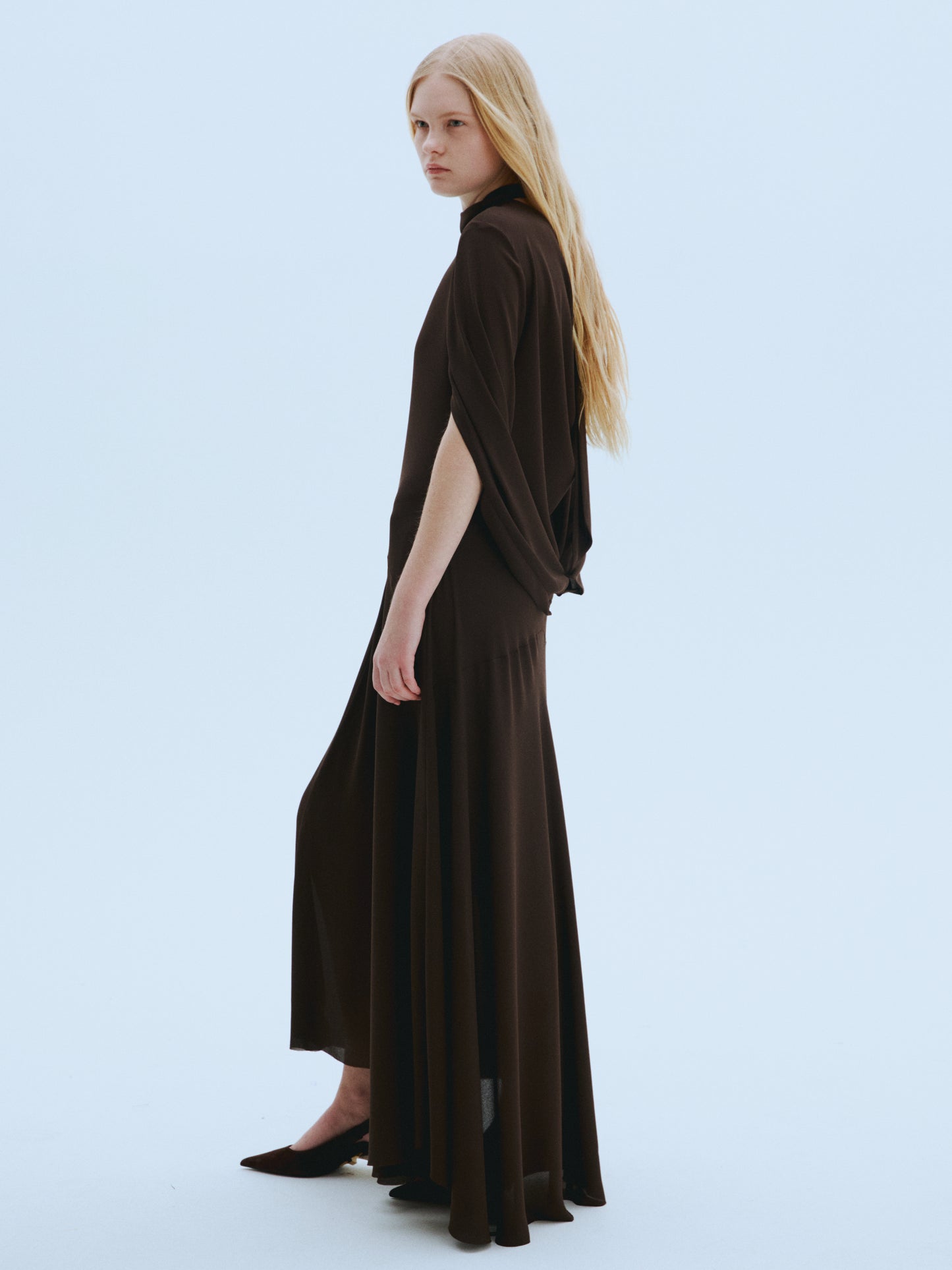 Cape-Sleeve Maxi Dress