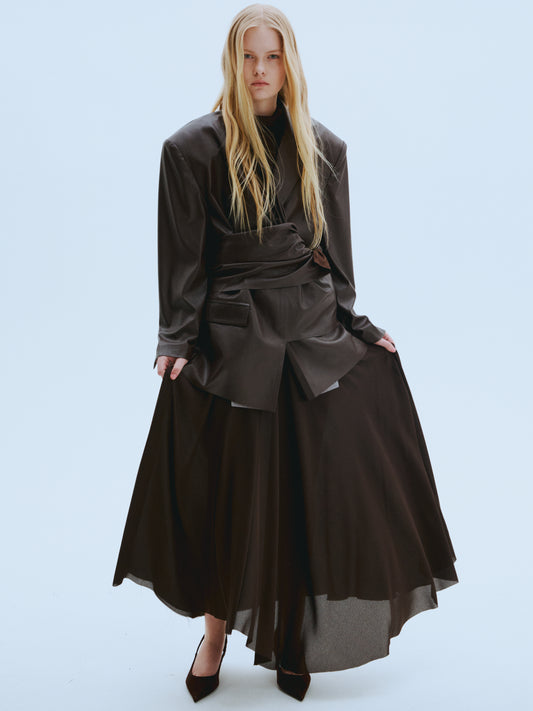 Oversized Wrapped Leather Jacket